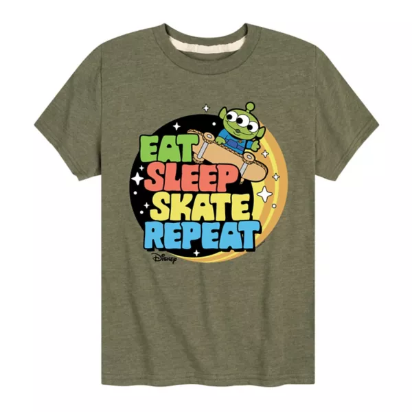 

Футболка с принтом «История игрушек: Пришельцы» для мальчиков 8-20 лет, еда, сон, катание на коньках, повтор Disney / Pixar, зеленый