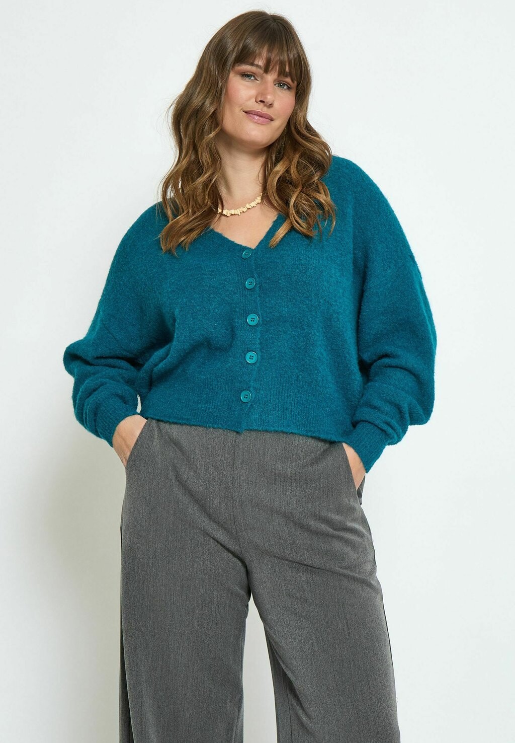 

Кардиган PEPPERCORN, океанские глубины V-Neck Long Sleeve Curve