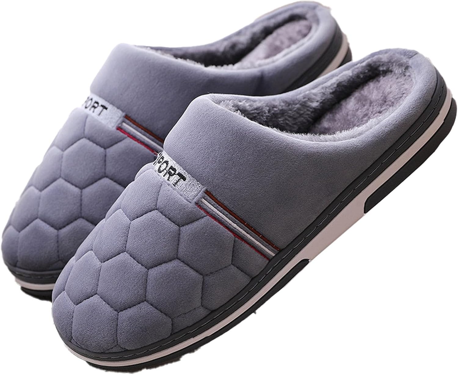 

Мягкие мужские тапочки большого размера, уютные тапочки с открытой пяткой, мягкая резиновая подошва, домашние тапочки для мужчин, плюшевые тапки для спальни Oukisam, серый