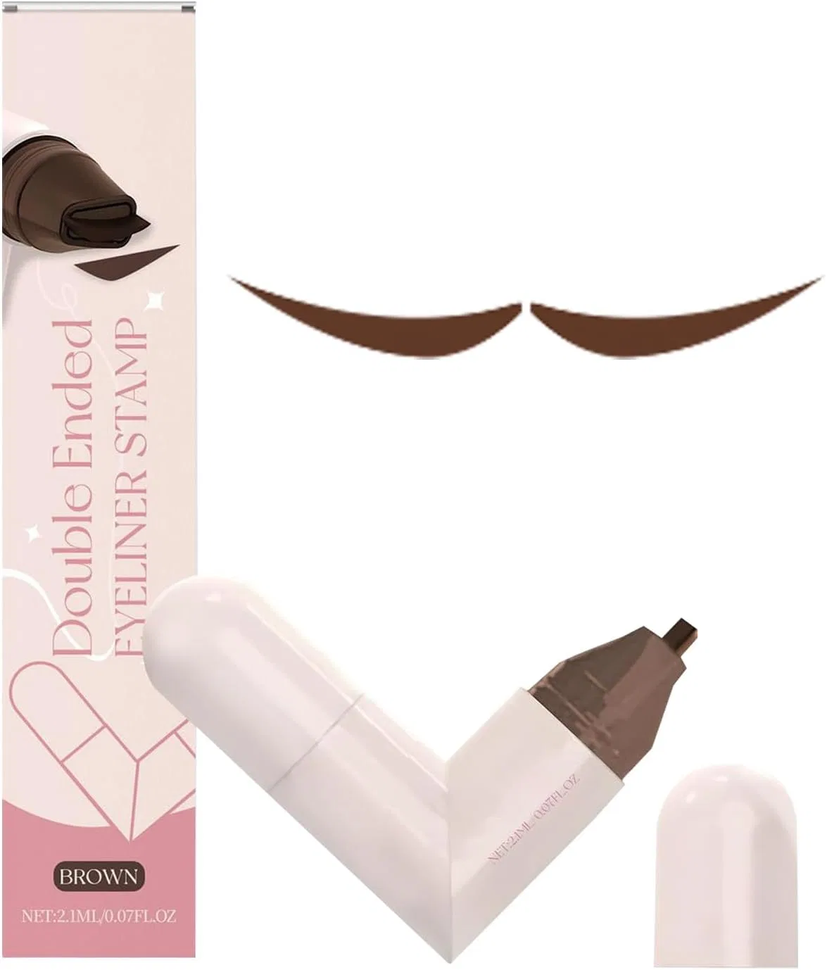 Подводка для глаз Wing Eye End Stamp с двумя наконечниками, коричневая