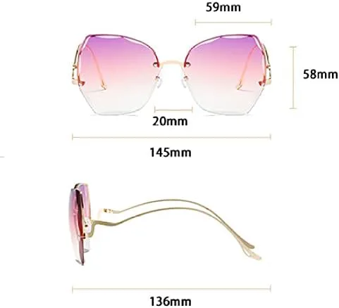 

Солнцезащитные очки без оправы для женщин, градиентные солнцезащитные очки, винтажные женские очки для путешествий, защита от УФ-излучения UV400 MTZJH, 6