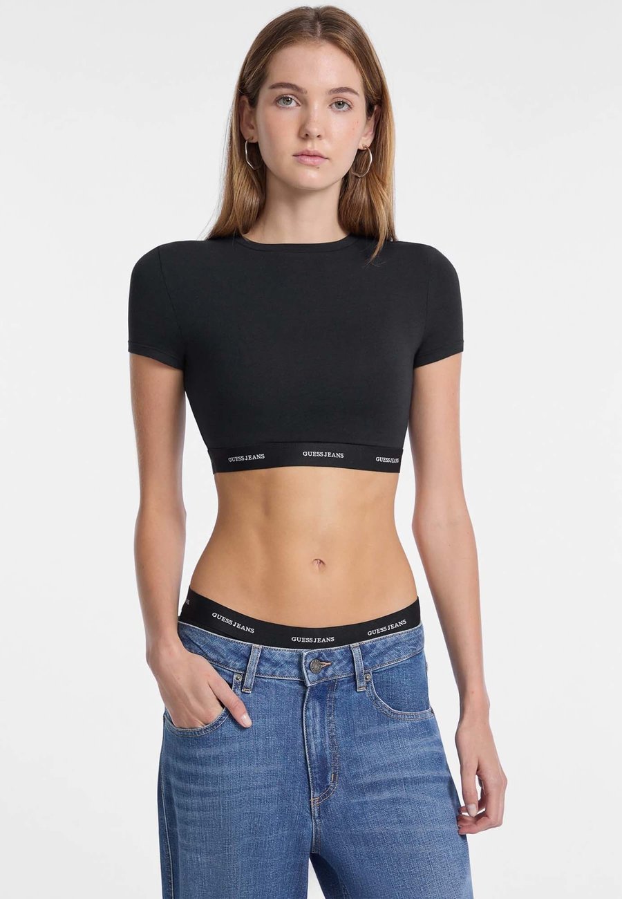 

Топ Guess CROPPED LOGOSTREIFEN, Schwarz/Black