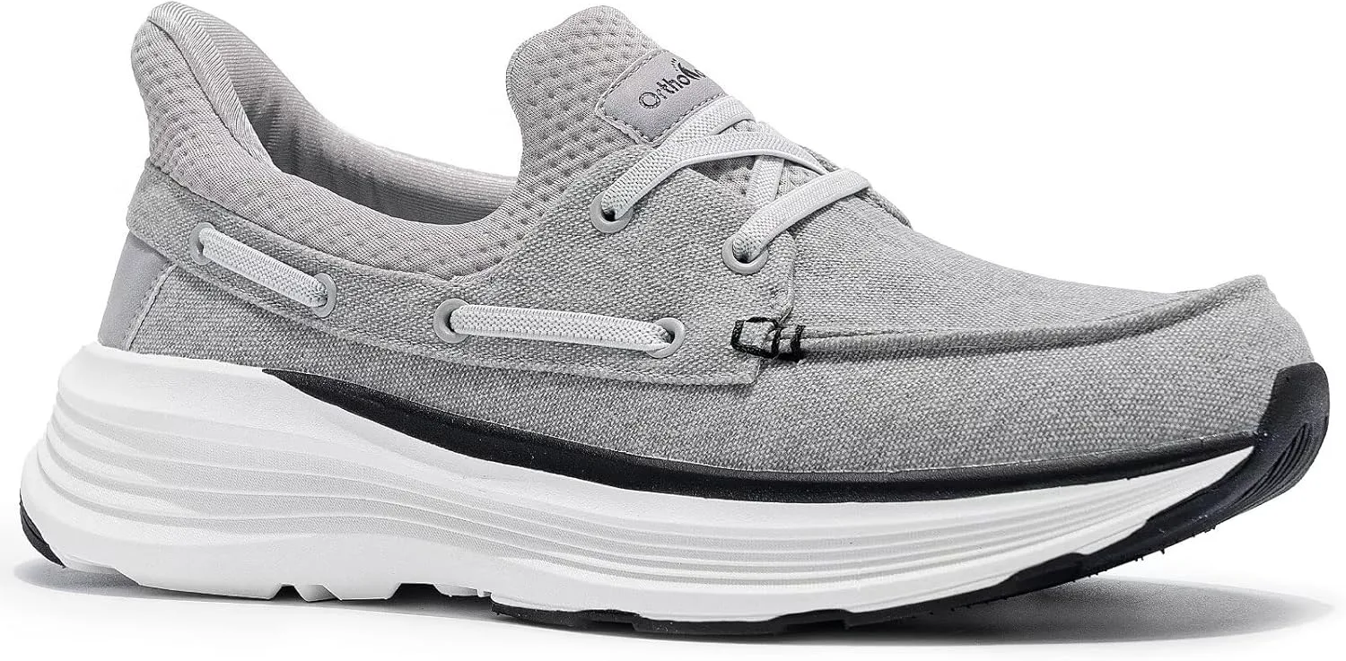 

Мужские ортопедические слипоны OrthoComfoot: удобные лоферы с поддержкой свода стопы при пяточной шпоре, ортопедические повседневные прогулочные туфли для облегчения боли в стопах и пятках, светло-серый