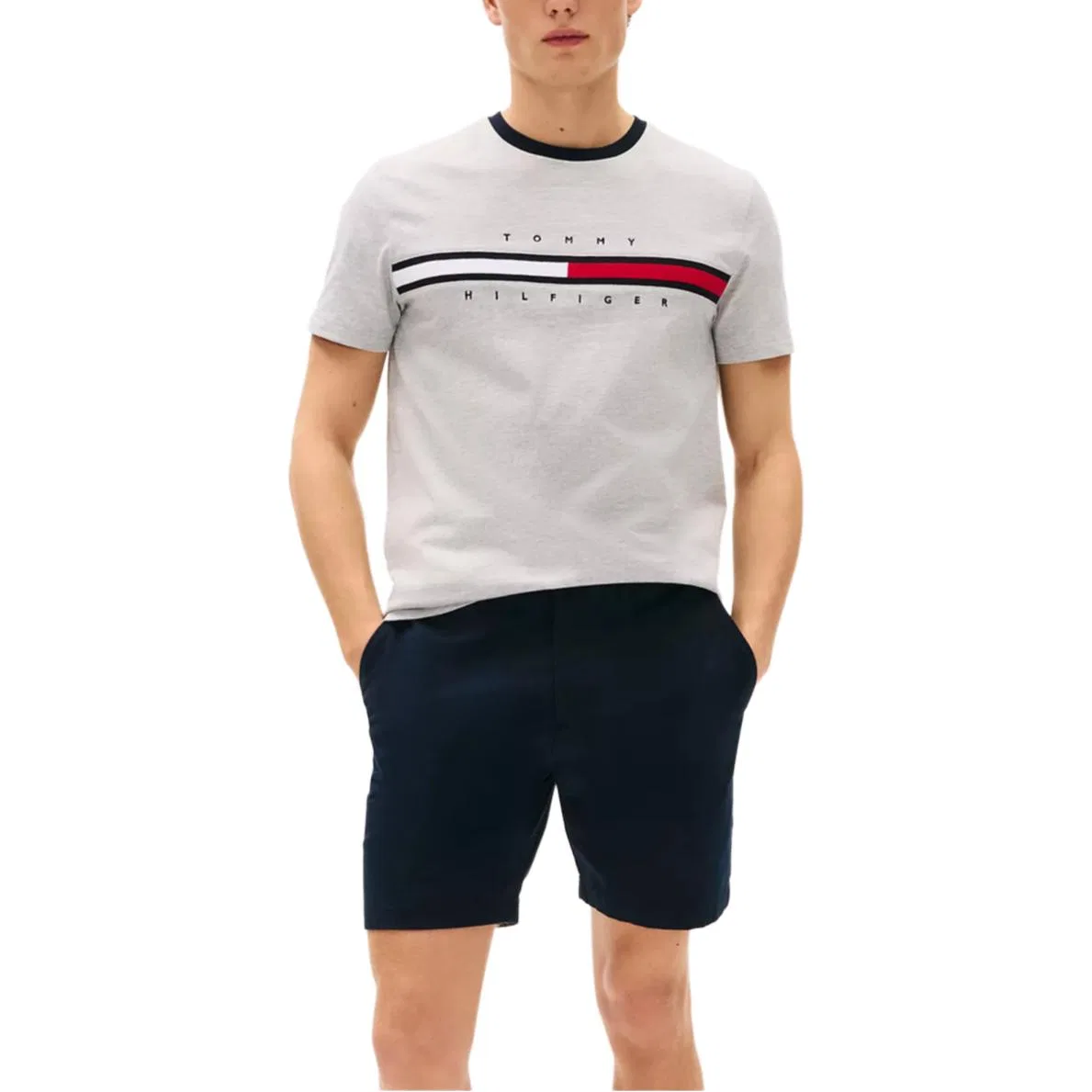 Футболка мужская серая микс, crew neck Tommy Hilfiger, Gray Mixed Color — фото 4