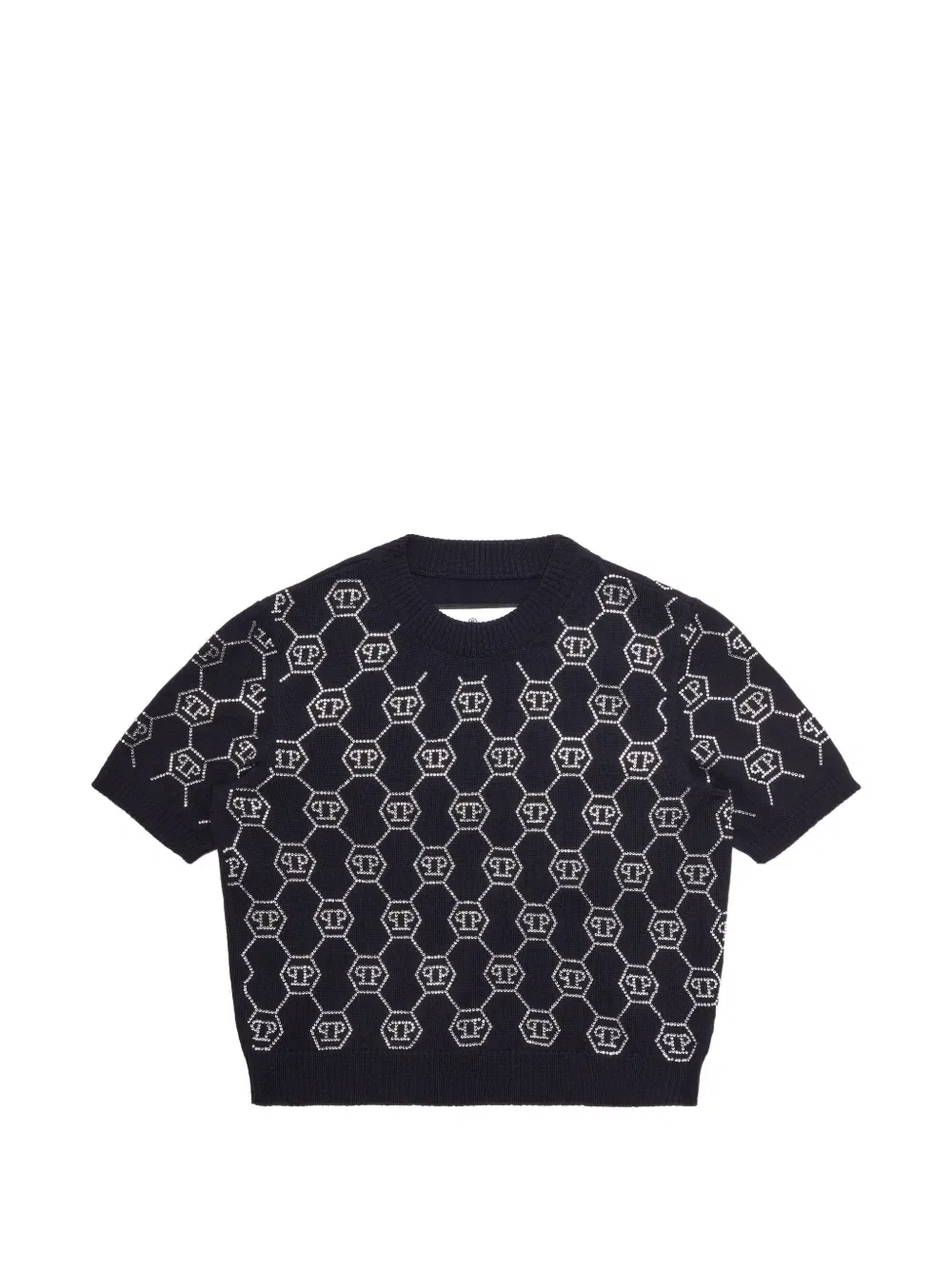Вязаный топ с монограммой Philipp Plein Junior, синий