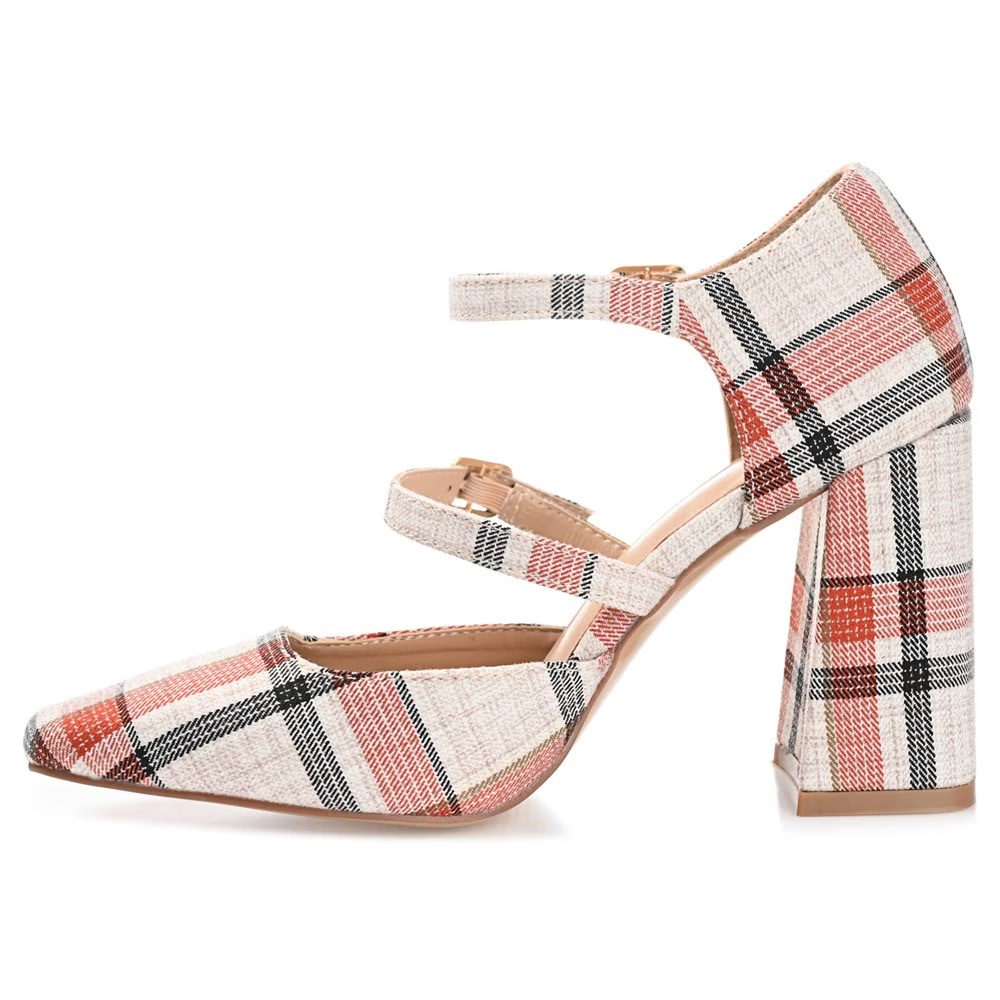 Туфли на ремешке Isadorah Mary Jane от Journee, tan/plaid synthetic — фото 4