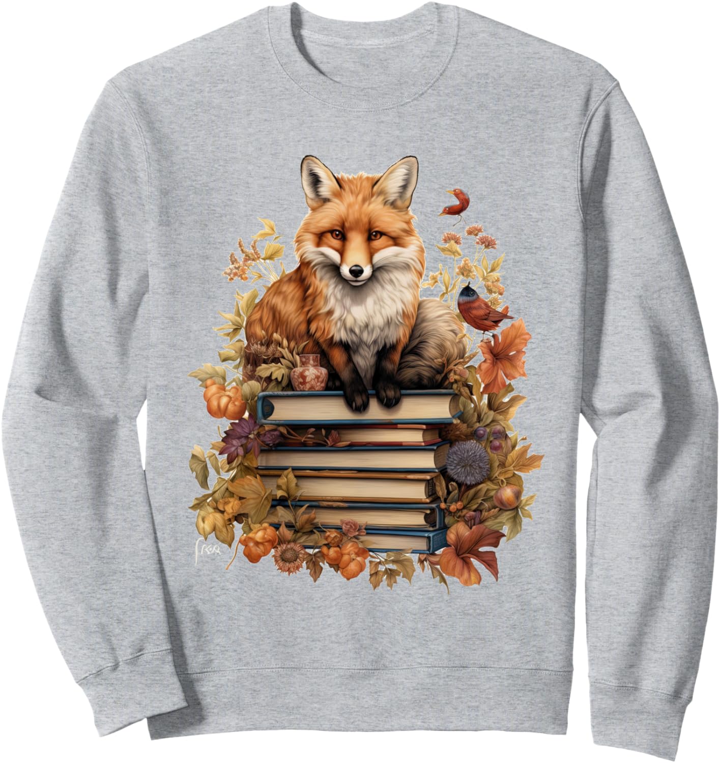 

Толстовка в стиле коттеджкор с цветочным рисунком, лисой и милым гобликом Cottagecore Goblincore And Fairycore Stuff, серый