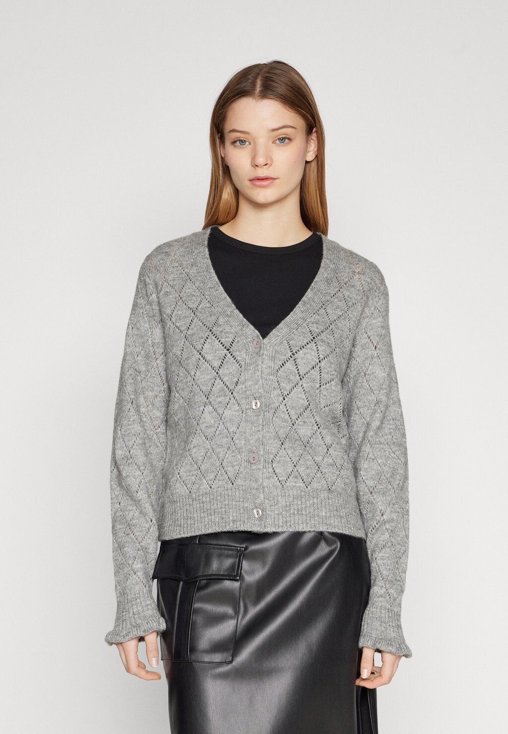 

Кардиган JDYLETTY V-NECK CARDIGAN, цвет light grey melange