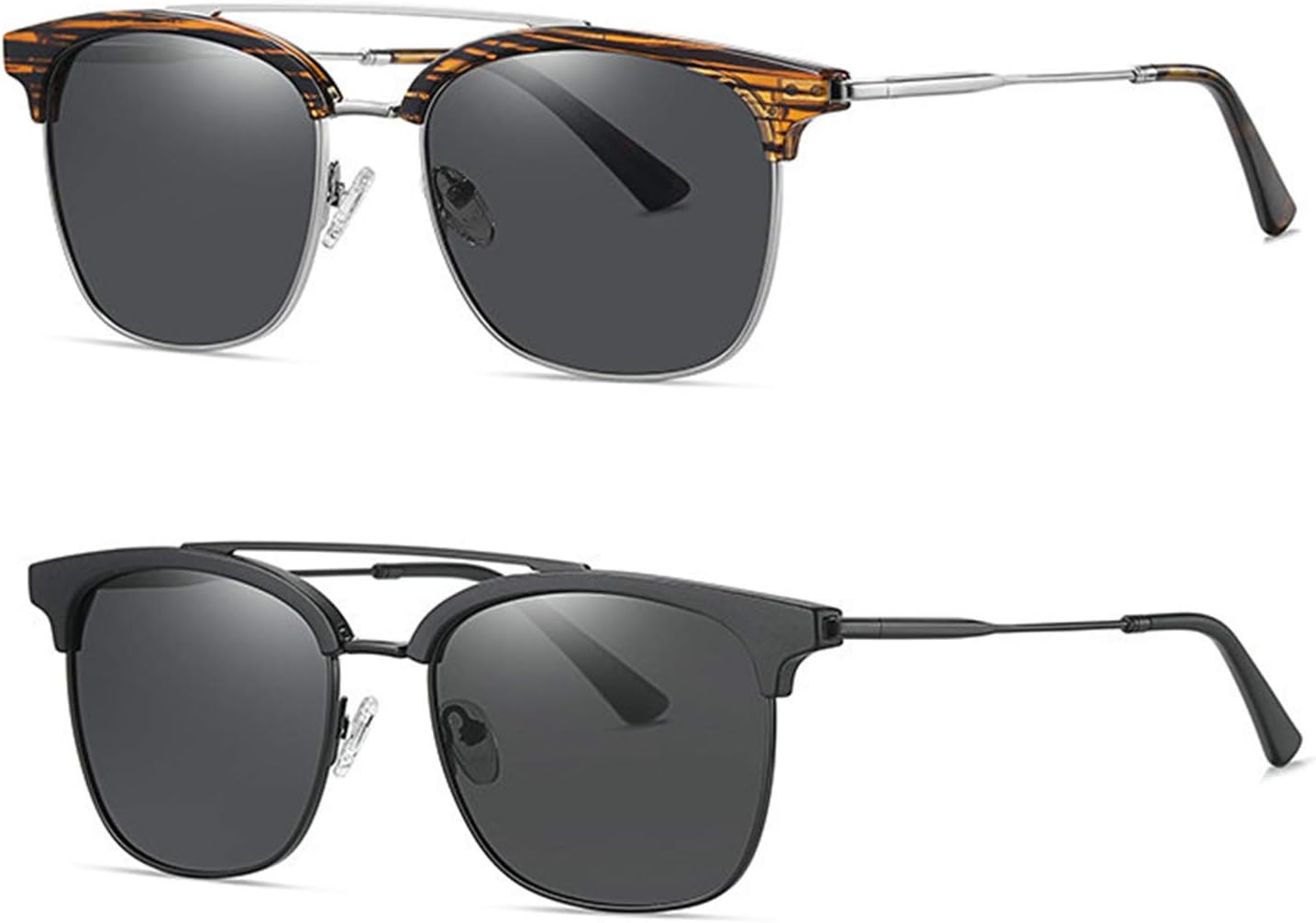 

Солнцезащитные очки Willochra с поляризацией для женщин и мужчин, защита от УФ-излучения, модные, винтажные, круглые, квадратные, зеркальные, 2pack-matte Black&brown White