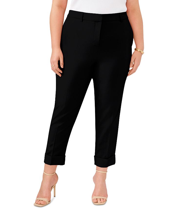 

Широкие укороченные брюки Plus с манжетами VINCE CAMUTO, черный