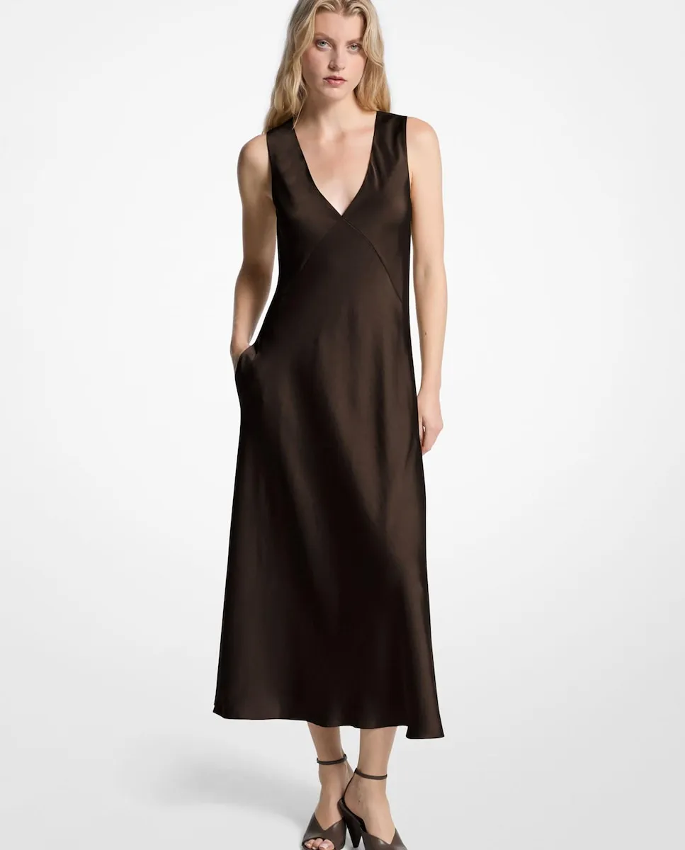 

Атласное миди-платье на бретелях Michael Michael Kors, шоколадный коричневый