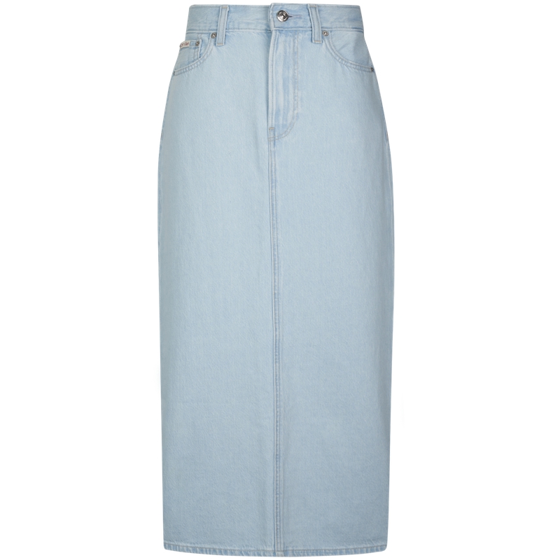 Calvin Klein Джинсовая длинная юбка SS25 женская джинсовая light blue — фото 3