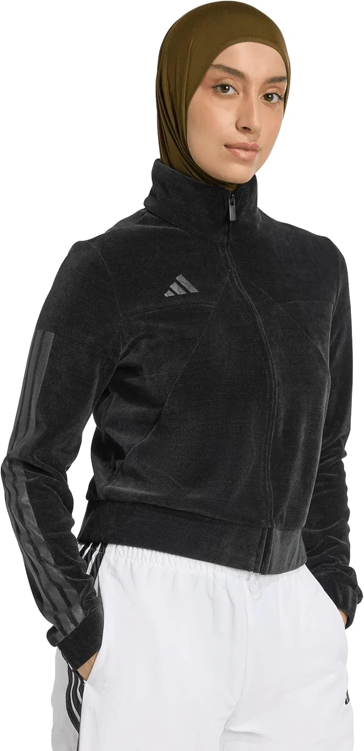 Женская куртка для активного отдыха, velour, adidas, черный — фото 2