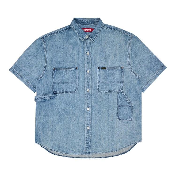 

Рубашка Supreme Loose Fit Short-Sleeve Denim Painter Shirt, синий