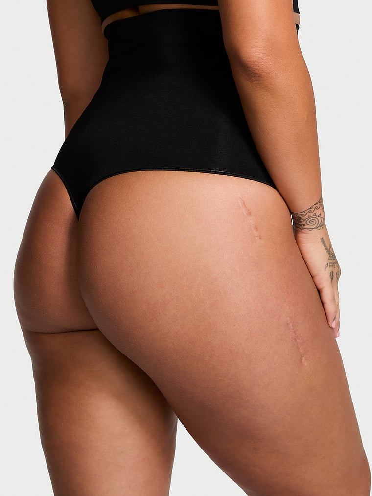 Корректирующее белье от Victoria Seamlessshaping, трусики-стринги с высокой талией Victoria'S Secret, черный — фото 2