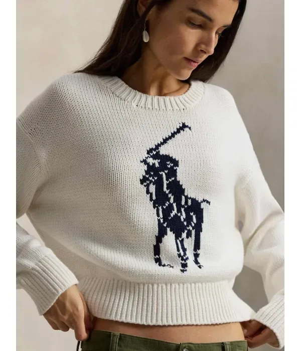 Свитер relaxed fit Polo Ralph Lauren, белый — фото 4