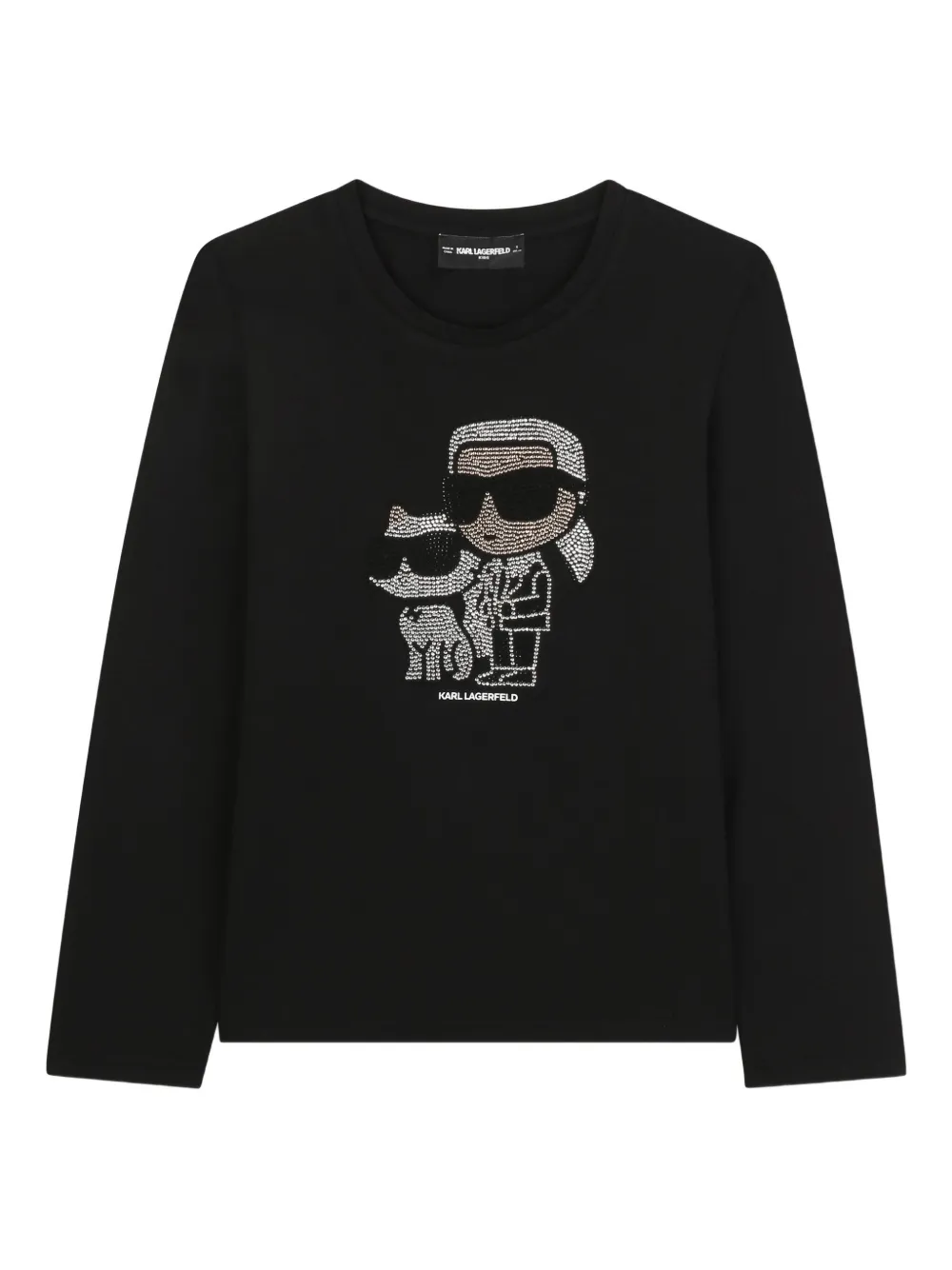 

Топ Ikon с длинными рукавами и стразами KARL LAGERFELD KIDS, черный