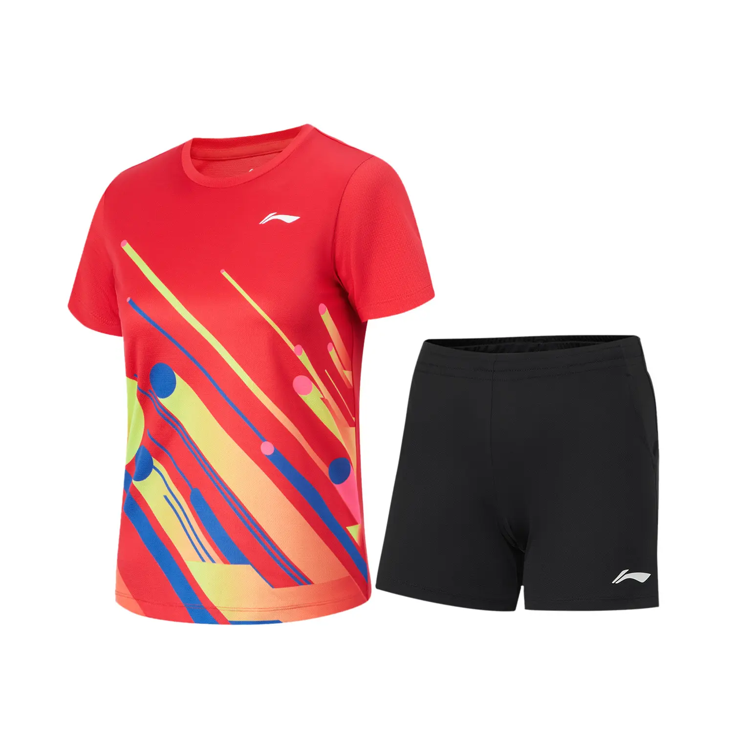 

Футболка для бадминтона Unisex комплект одежды LINING, красный/черный