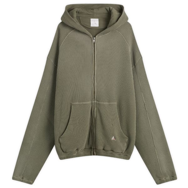 

Толстовка с капюшоном на молнии с вафельным принтом и выцветшим на солнце принтом пчелы Roa, оливковый