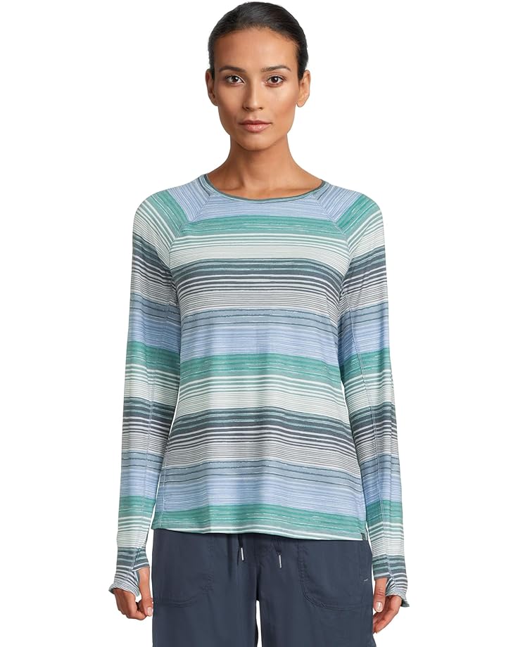 

Футболка L.L.Bean Everyday SunSmart Crew Neck Long-Sleeve Stripe Tee, цвет Blue-Green Stripe