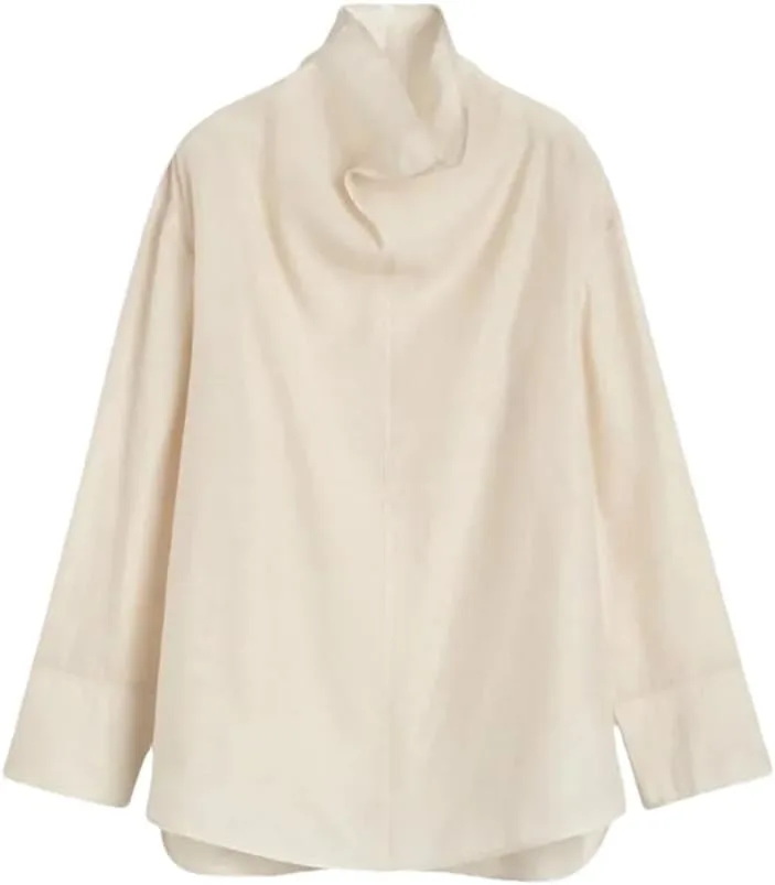 

Женская блузка с воронкообразным воротником и длинными рукавами из органзы