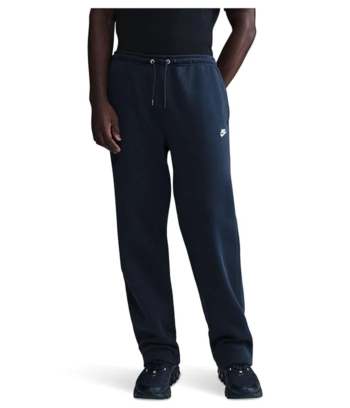 Штаны флисовые Club Open-Hem Nike, Obsidian/Obsidian/White