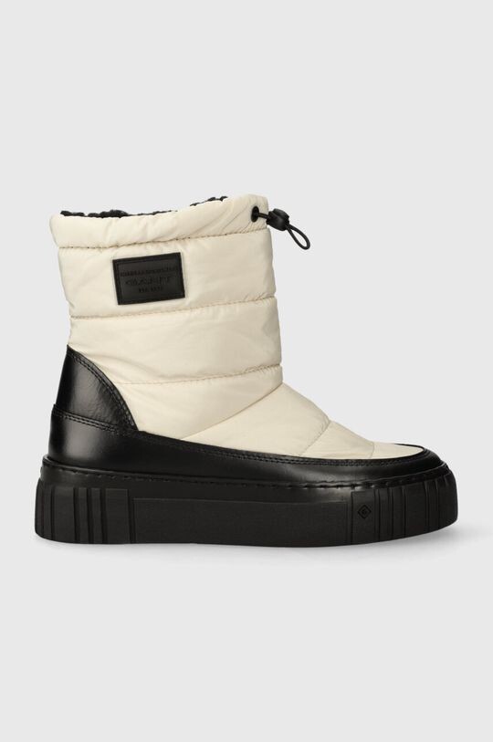 Женские зимние полусапоги Gant Snowmont кожаные на кулиске, бежево-черный