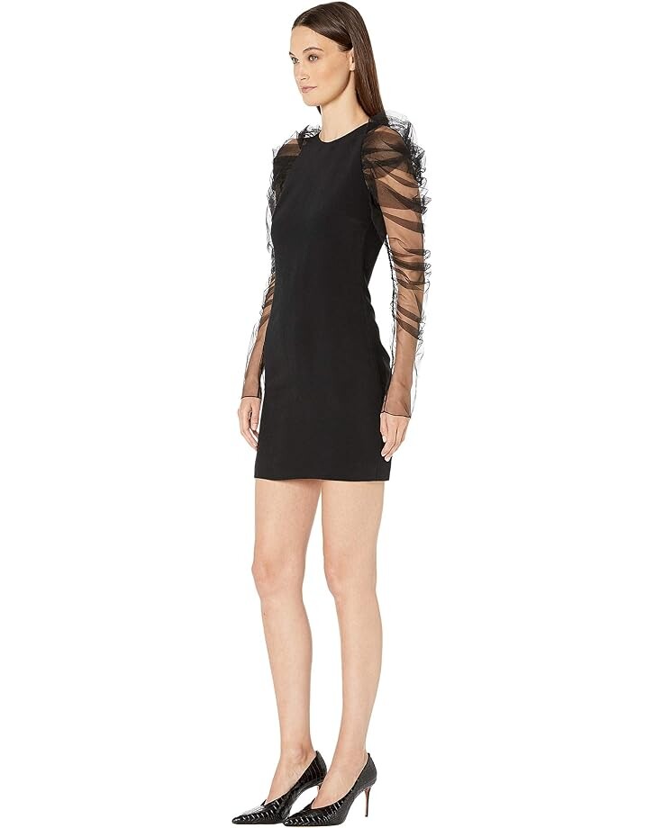 

Платье Cushnie Mini Dress w/ Pleated Tulle Voluminous Sleeves, черный