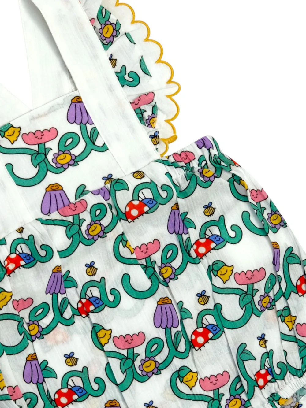 Комбинезон с оборками и цветочным принтом Stella McCartney Kids, белый — фото 3