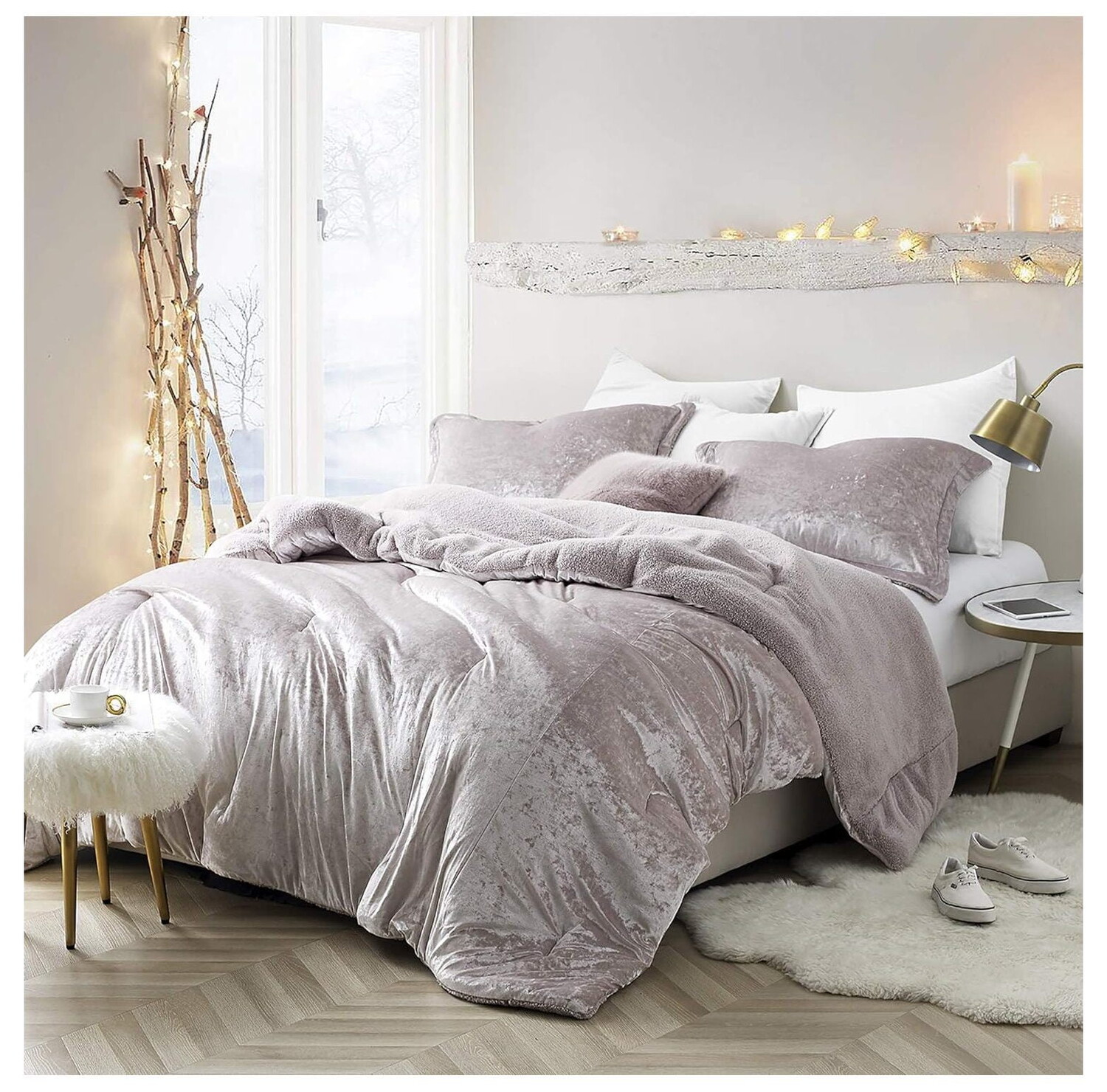 

Большое одеяло Velvet Crush, бежевый