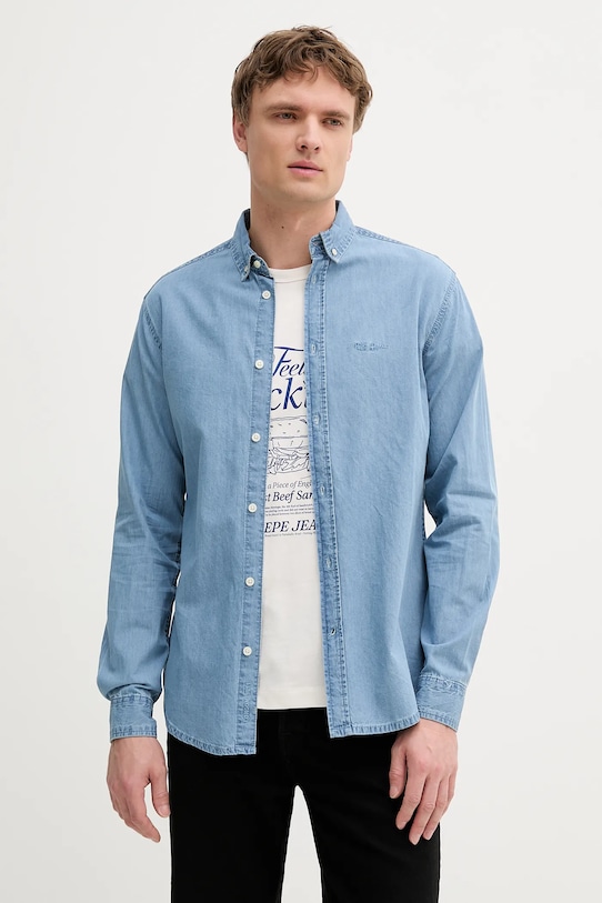 

Хлопковая рубашка Pepe Jeans, синий