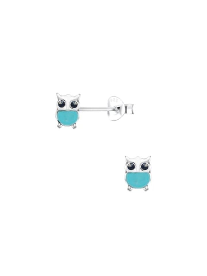 

Alexander York Серьги-гвоздики в виде совы, перламутр, бирюза, серебро 925 пробы, комплект из 2 штук