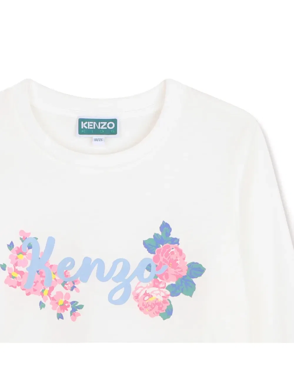 Футболка с цветочным принтом и логотипом Kenzo Kids, белый — фото 3