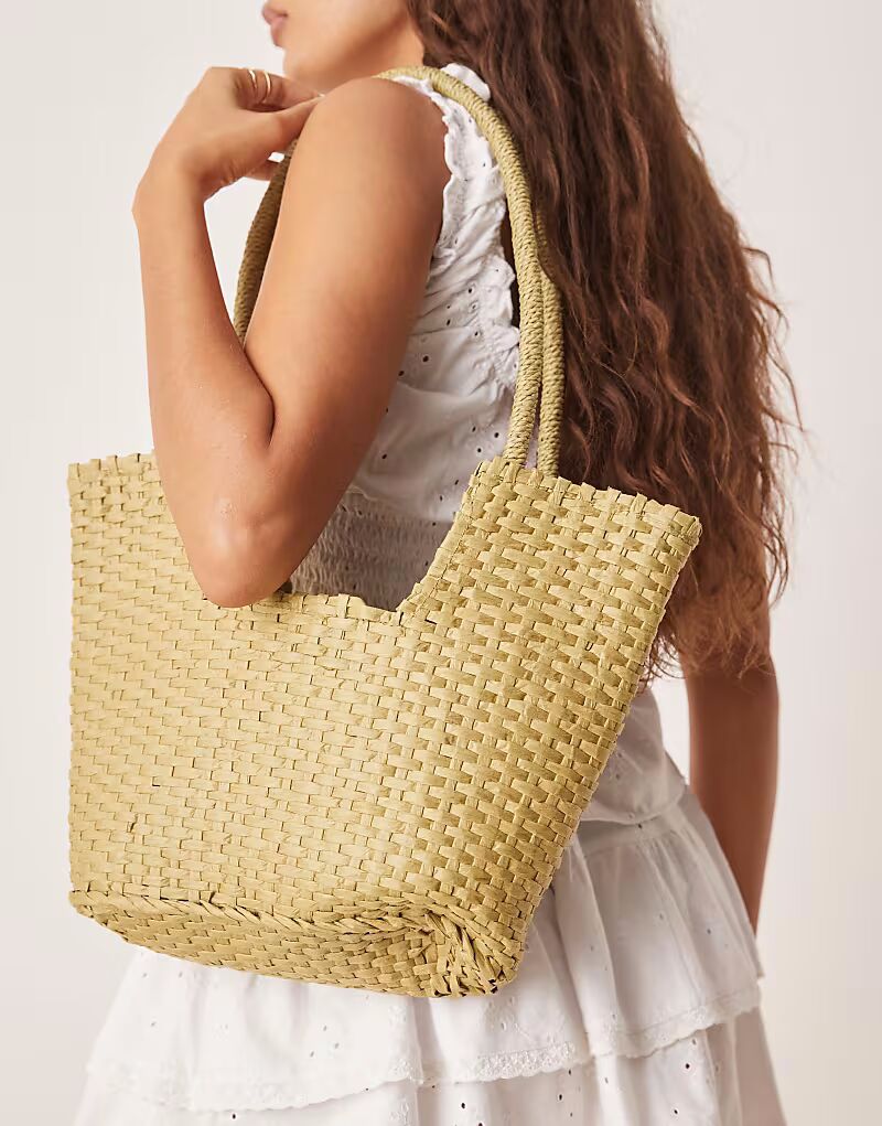 

Соломенная сумка-корзина My Accessories зеленого цвета