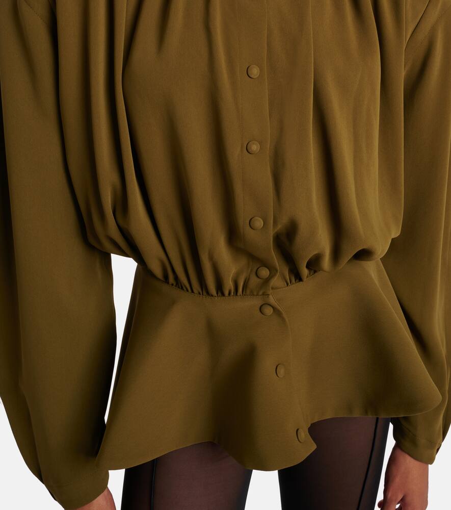 Блуза Hiver Russe из крепового твила Mugler, Olive Green — фото 4