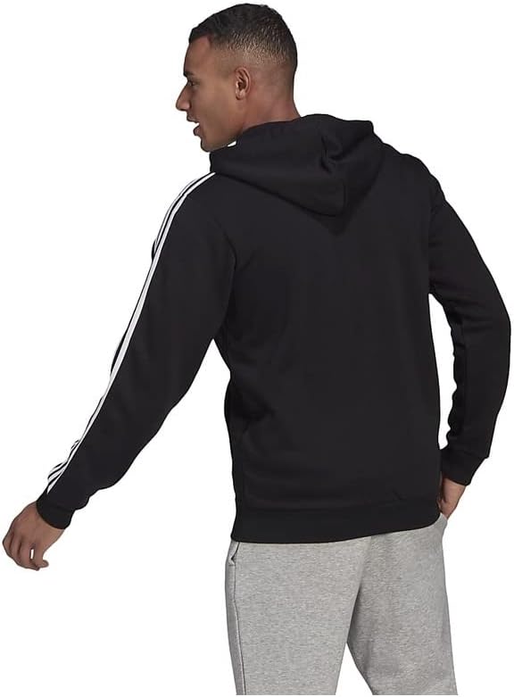 Мужская толстовка Adidas Essentials с тремя полосками на молнии, черный — фото 4