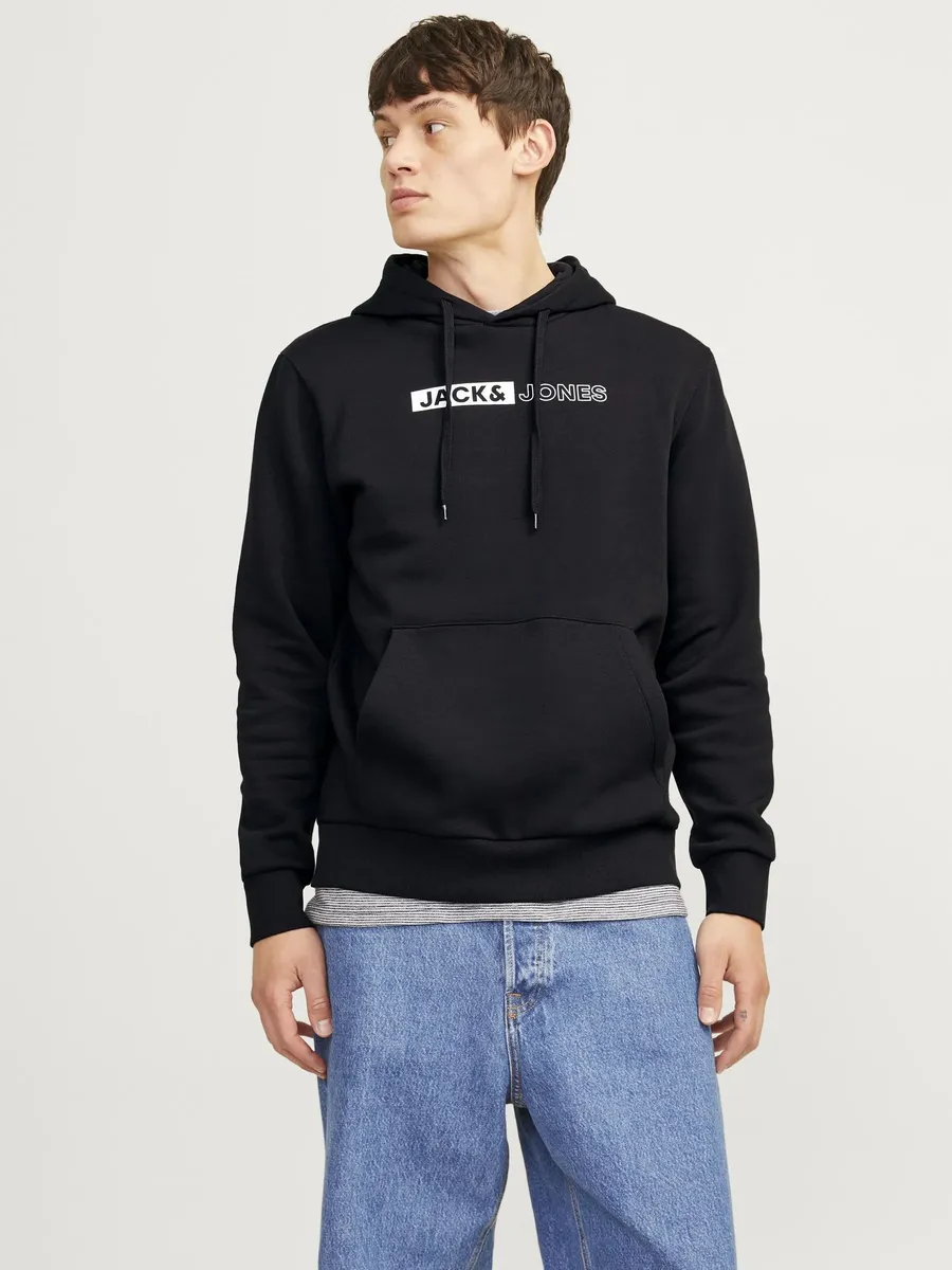 

Толстовка Jack & Jones с капюшоном "JJECORP LOGO SWEAT HOOD PLAY NOOS", цвет Black Print:Play 5