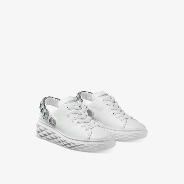Кожаные низкие кеды Diamond Maxi с кристаллами Jimmy Choo, белый — фото 3
