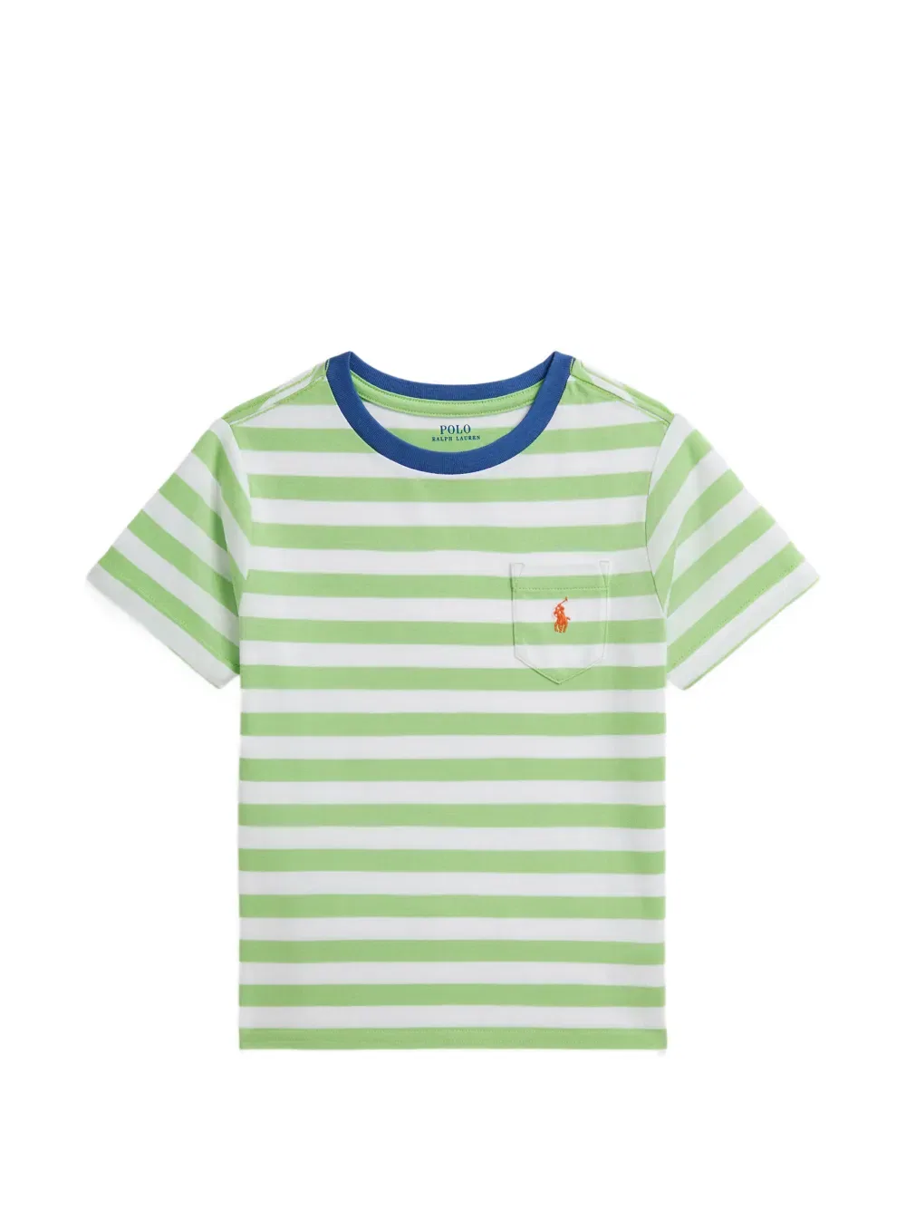 Полосатая футболка с нагрудным карманом Polo Ralph Lauren Kids, зеленый