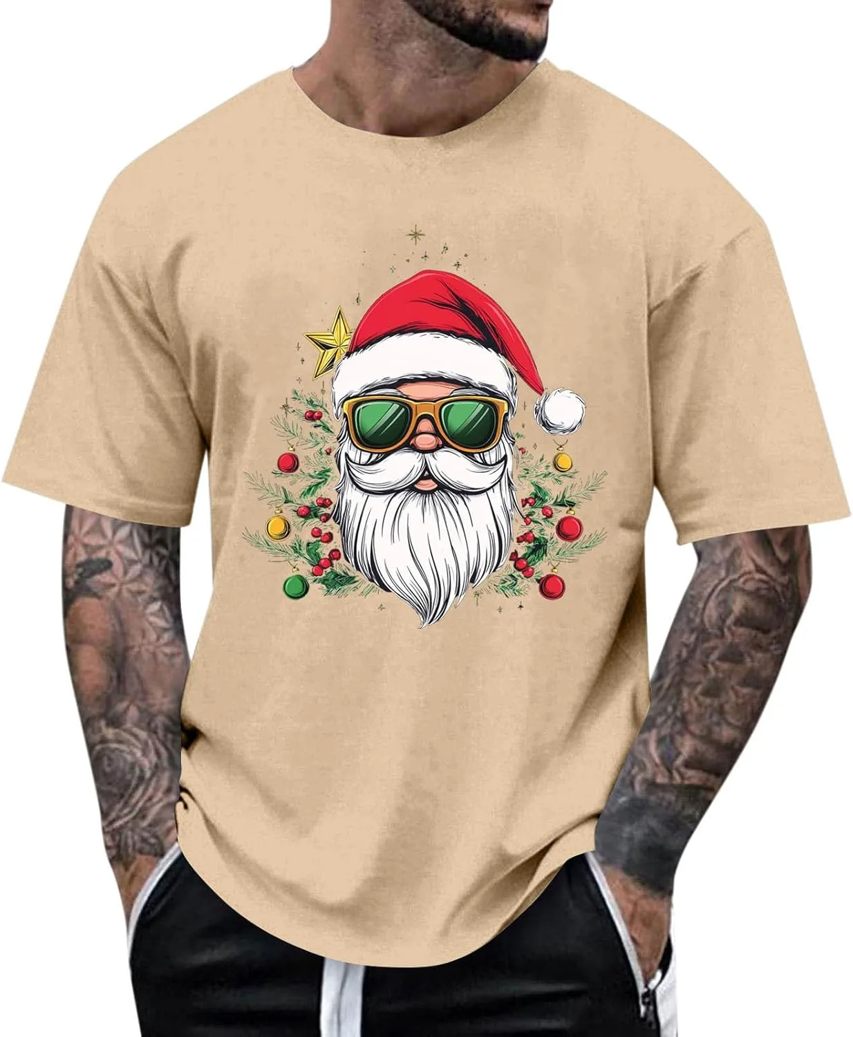 

Мужская футболка с коротким рукавом и новогодним принтом Sdeycui