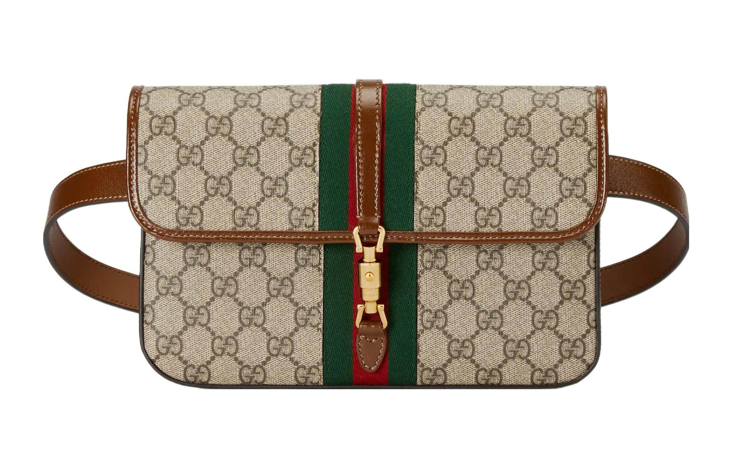 

GUCCI Джекки 1961 холщовая с кожаными вставками поясная сумка мессенджер унисекс классическая эбони/коричневый