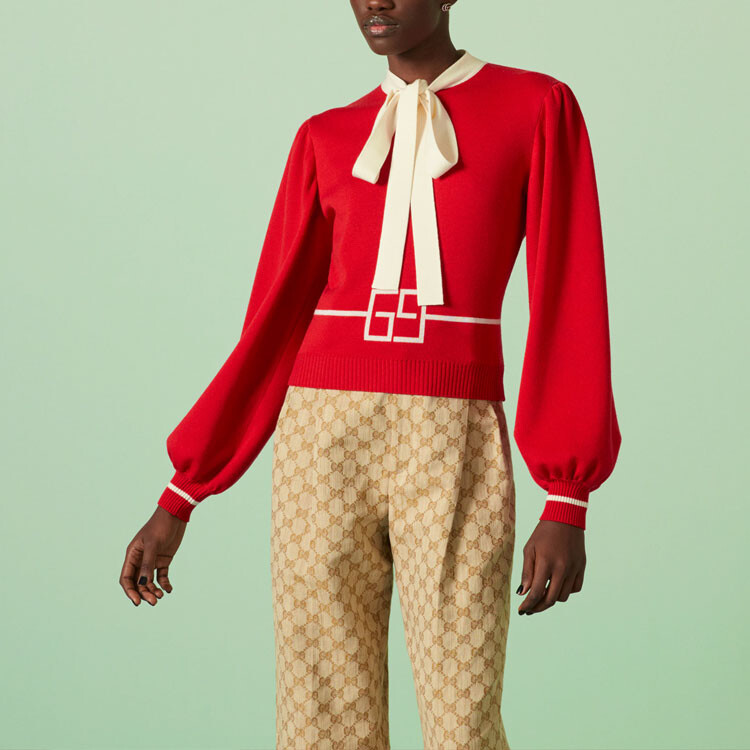 Блузка женская Gucci, элегантный дизайн, красный — фото 3