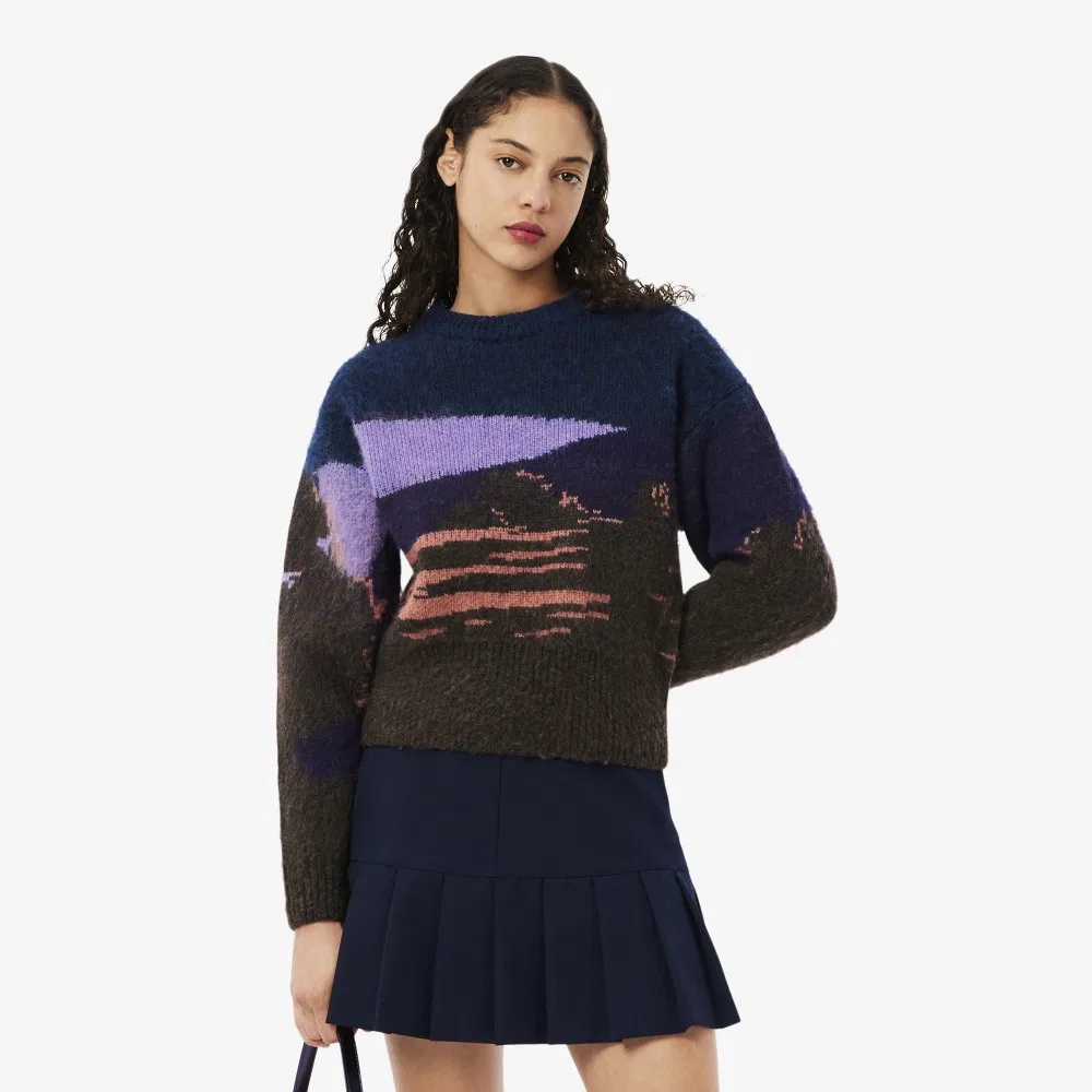 Свитер Lacoste с пейзажным узором, фиолетовый