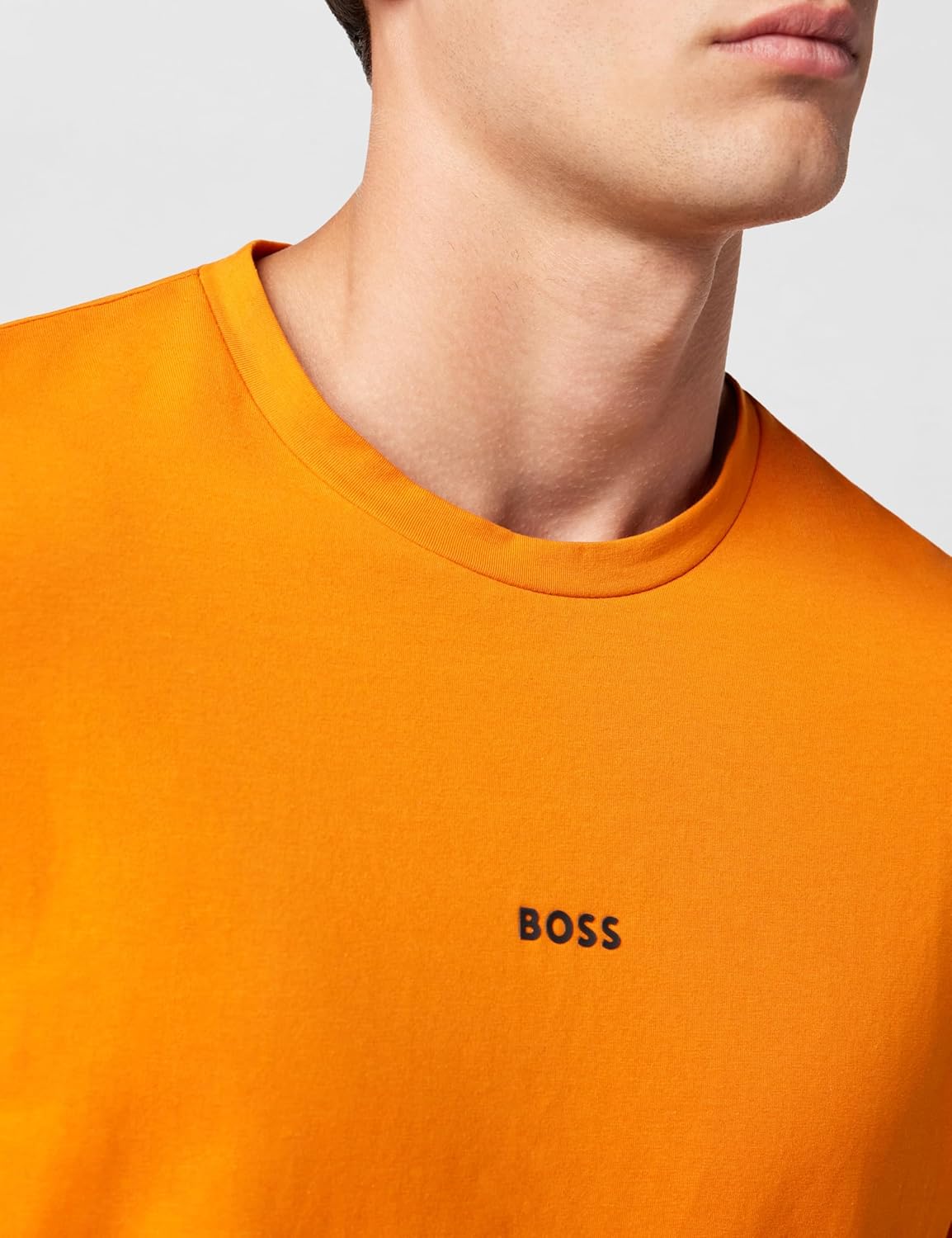 Мужская хлопковая футболка BOSS с логотипом на груди, стандартного кроя, Sunshine — фото 4