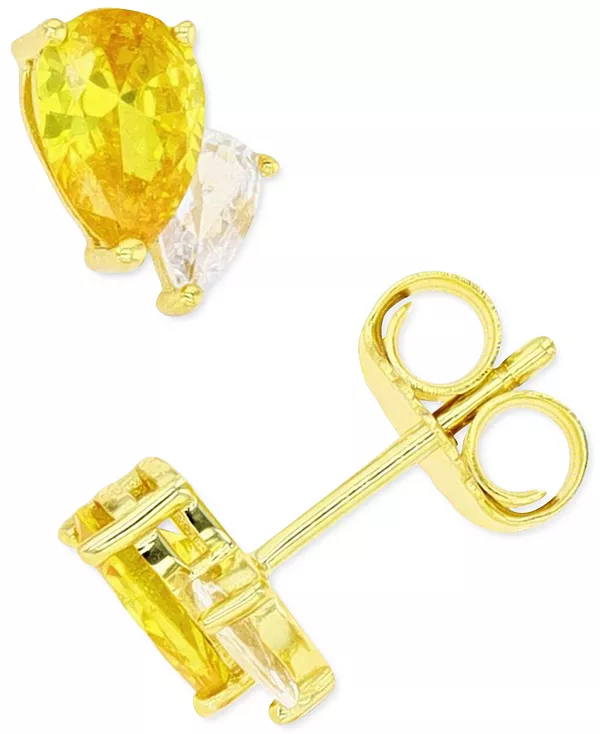 

Серьги-Гвоздики с кубическим цирконием из стерлингового серебра или 14-каратного золота поверх стерлингового серебра Macy'S, yellow/gold