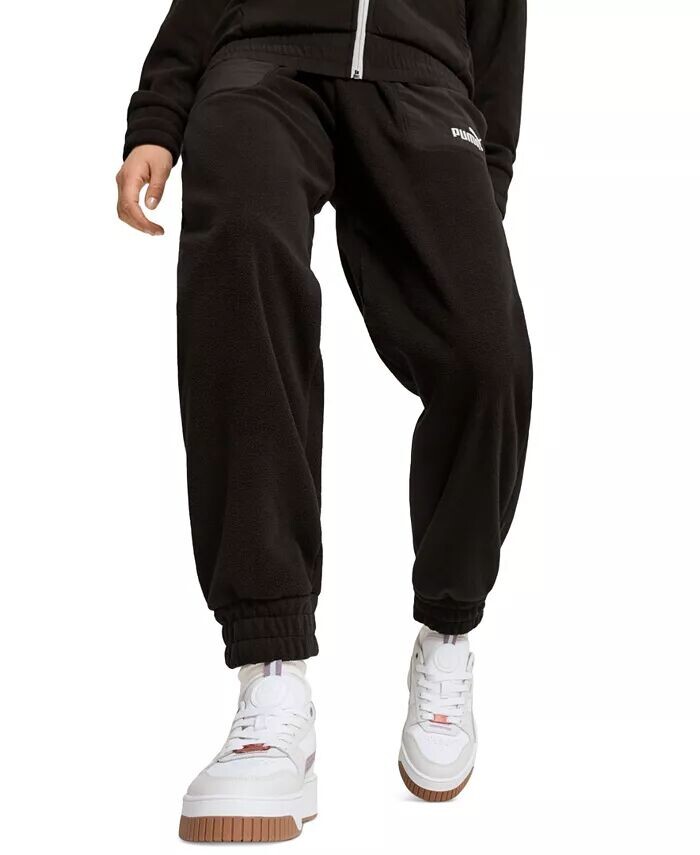 

Женские спортивные брюки Essentials из начесаного флиса с логотипом Puma, черный