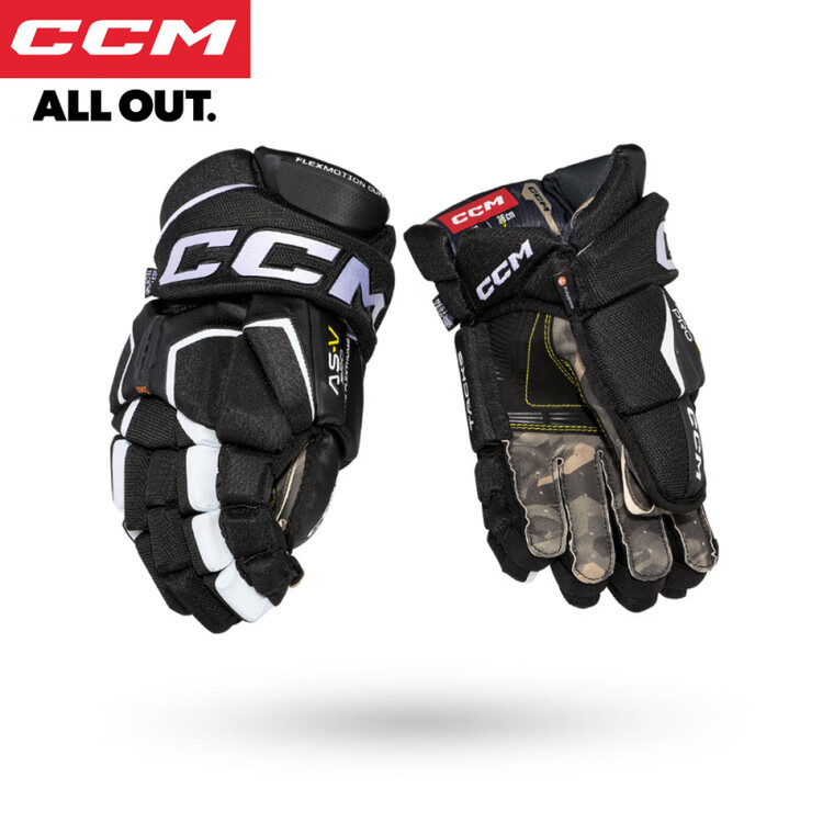 

CCM Новые хоккейные перчатки - детские, юниорские, взрослые, для тренировок и соревнований по хоккею, уровень Youth, 11 дюймов, черно-белые