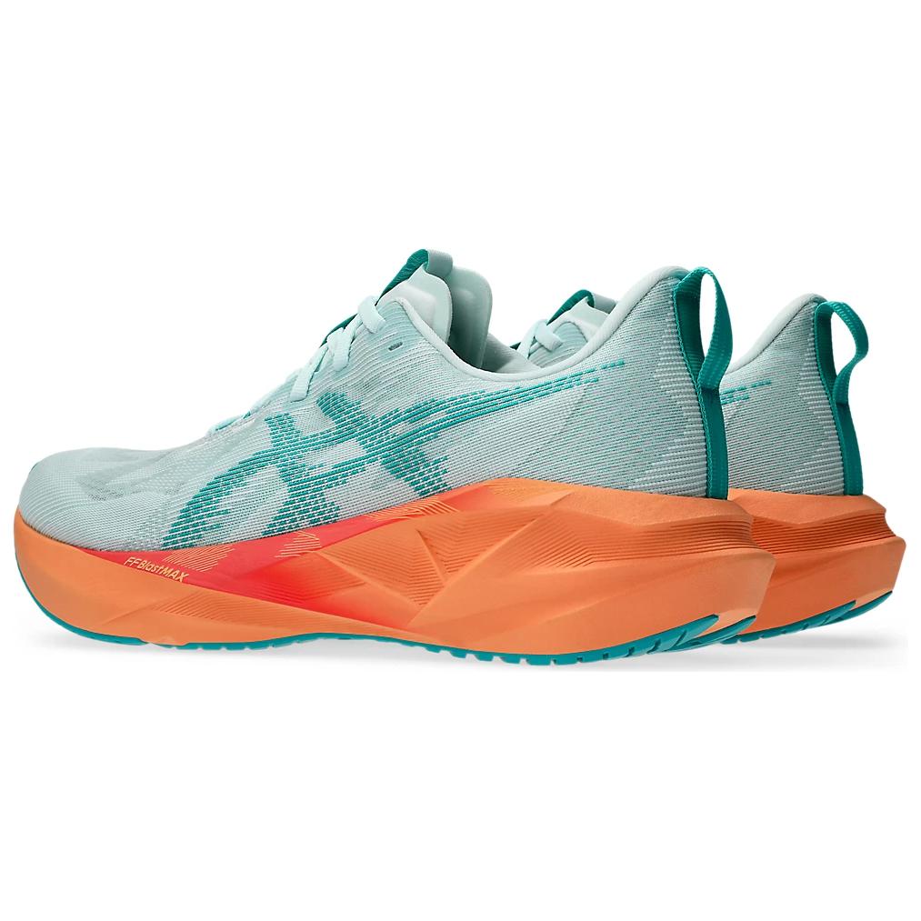 Новейшая модель Novablast 5 Soothing Sea Wave в цвете бирюзово-оранжевом от Asics, сине-оранжевый — фото 4