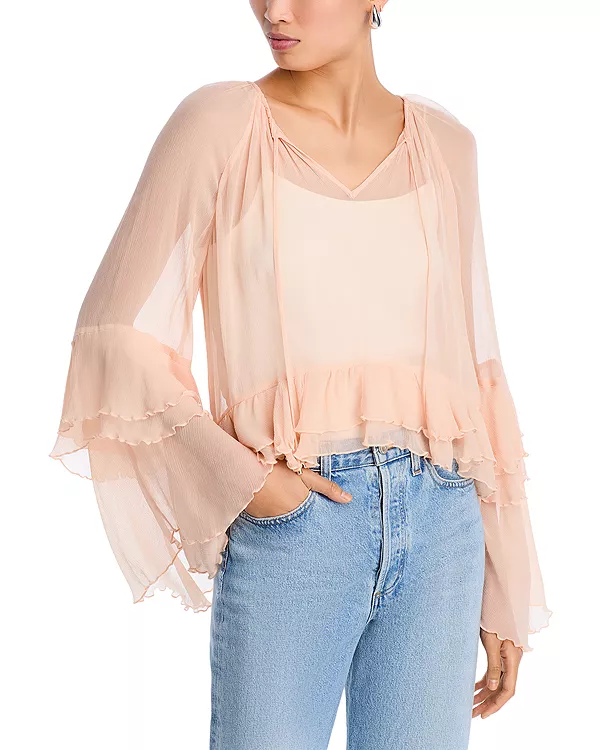 

Топ с длинными рукавами и оборками «Маргари» Astr The Label, розовый