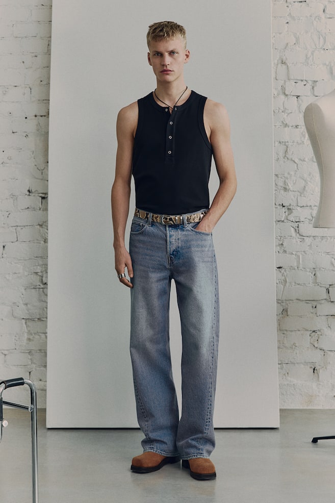 

Жилет Хенли в рубчик H&M, черный